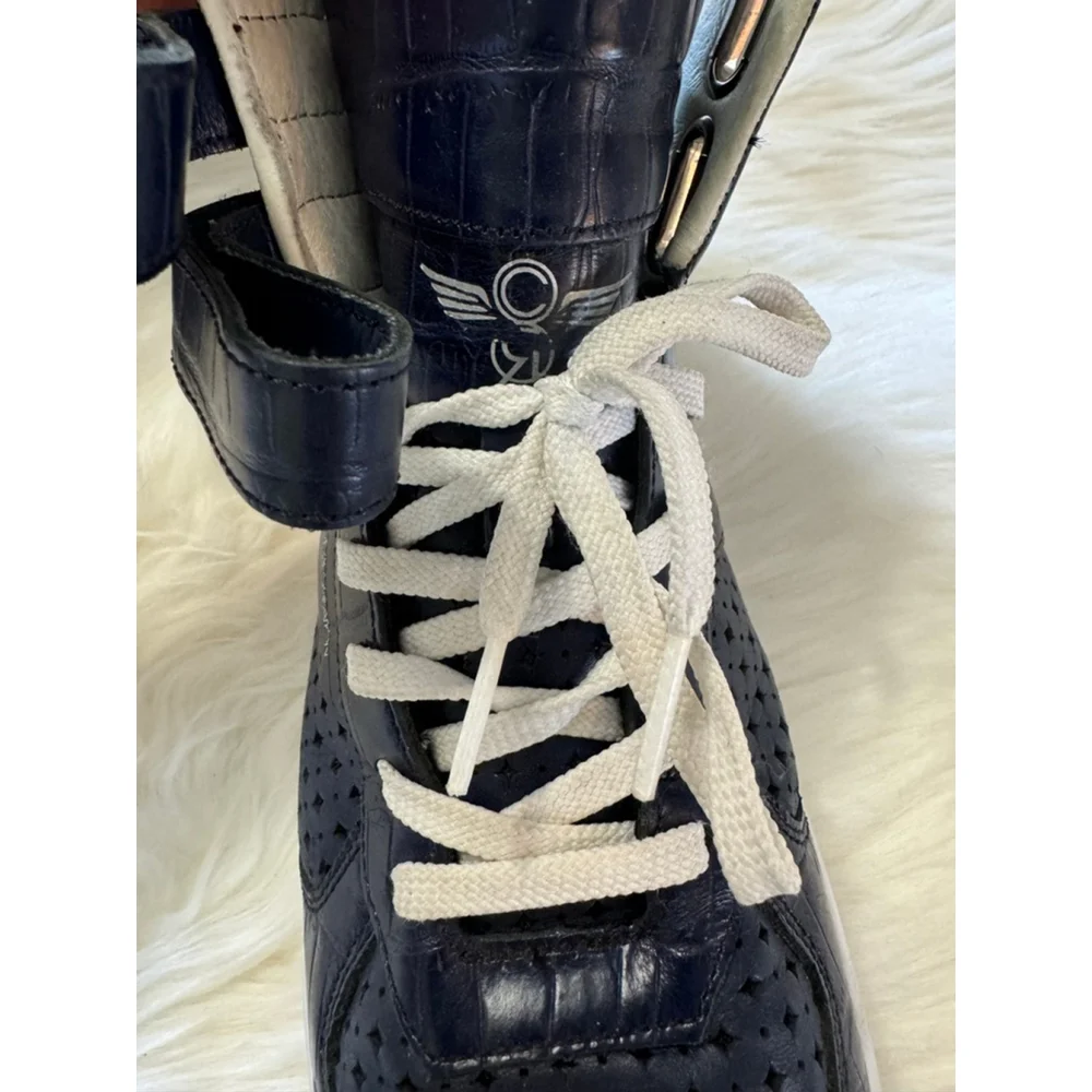 Creative Recreation | Midnight Blue Croc Embossed High-Top Sneakers | US 12 - Picture 8 of 10